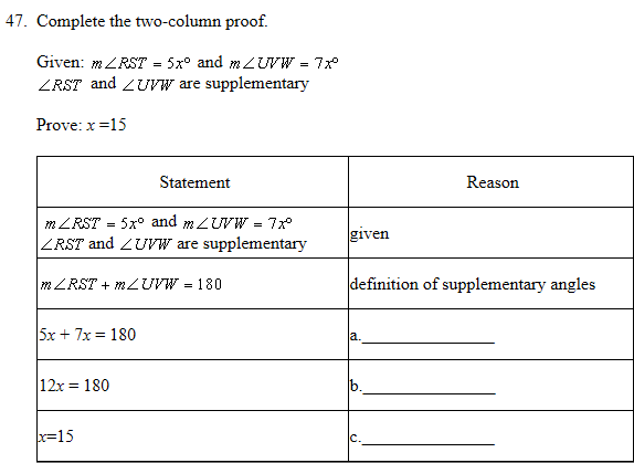 Solved Complete The Twocolumn Proof. Given M RST = 5x D...