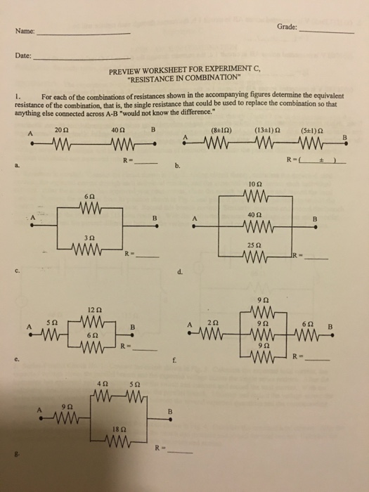 Equivalent Resistance Worksheet Answers Worksheet List