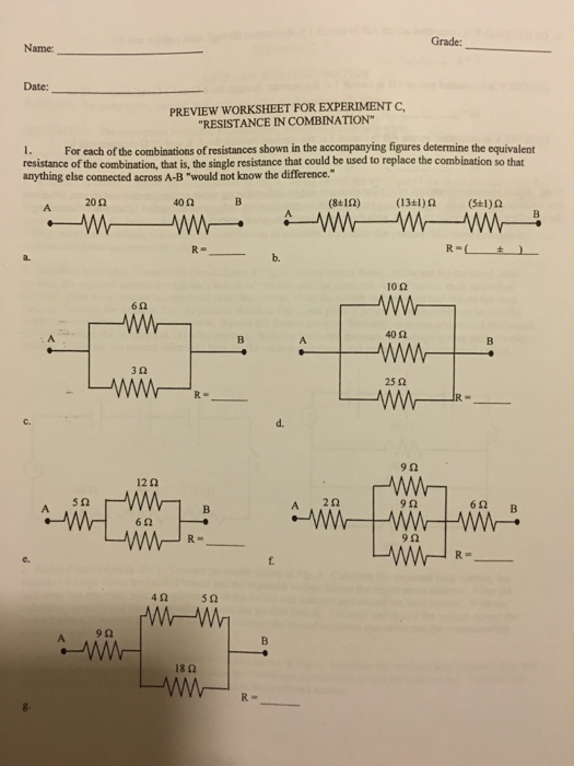 Solved For each of the combinations of resistances shown in | Chegg.com