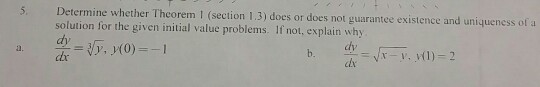 Solved Determine Whether Theorem 1 (section 1.3) Foes Or