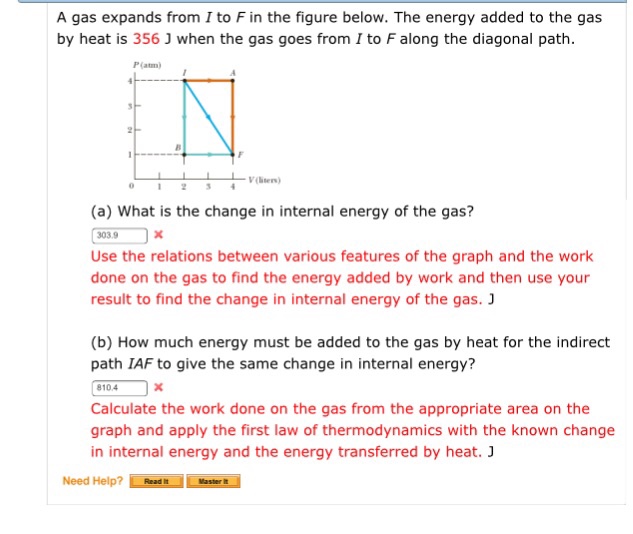 Solved A gas expands from I to F in the figure below. The