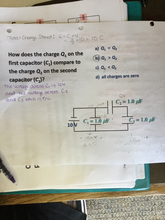 Solved How does the charge Q1 on the first capacitor (C1)