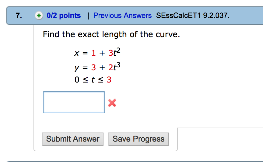 Solved Find The Exact Length Of The Curve. X = 1 + 3t2 Y