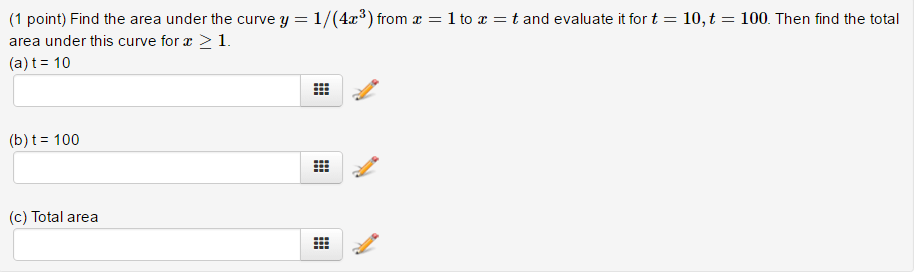 Solved Find The Area Under The Curve Y = L/(4x^3) From X