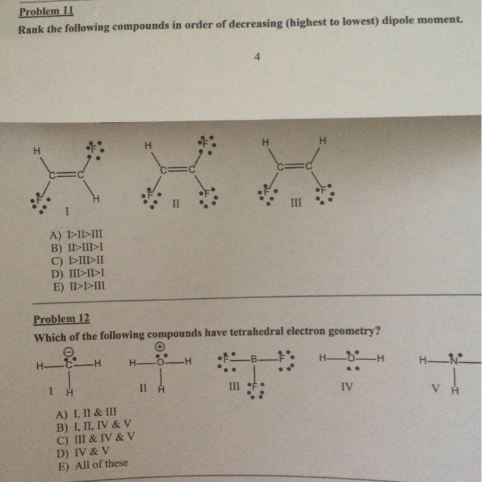 Solved Rank The Following Compounds In Order Of Decreasin...
