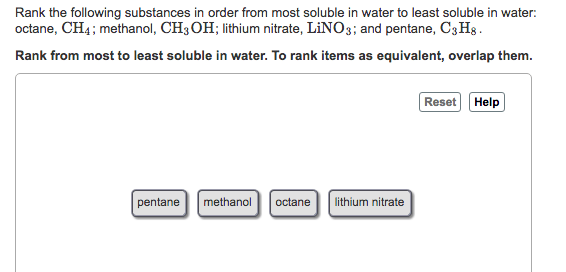 Solved Rank The Following Substances In Order From Most S...