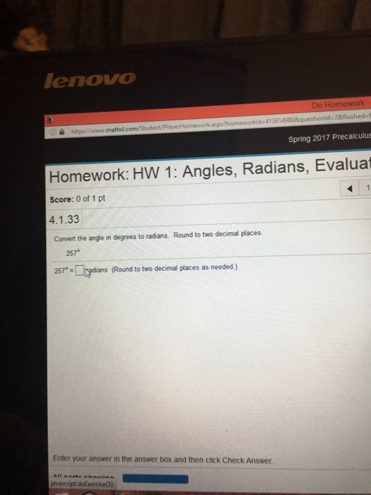 Solved Convert The Angle In Degrees To Radians. Round To