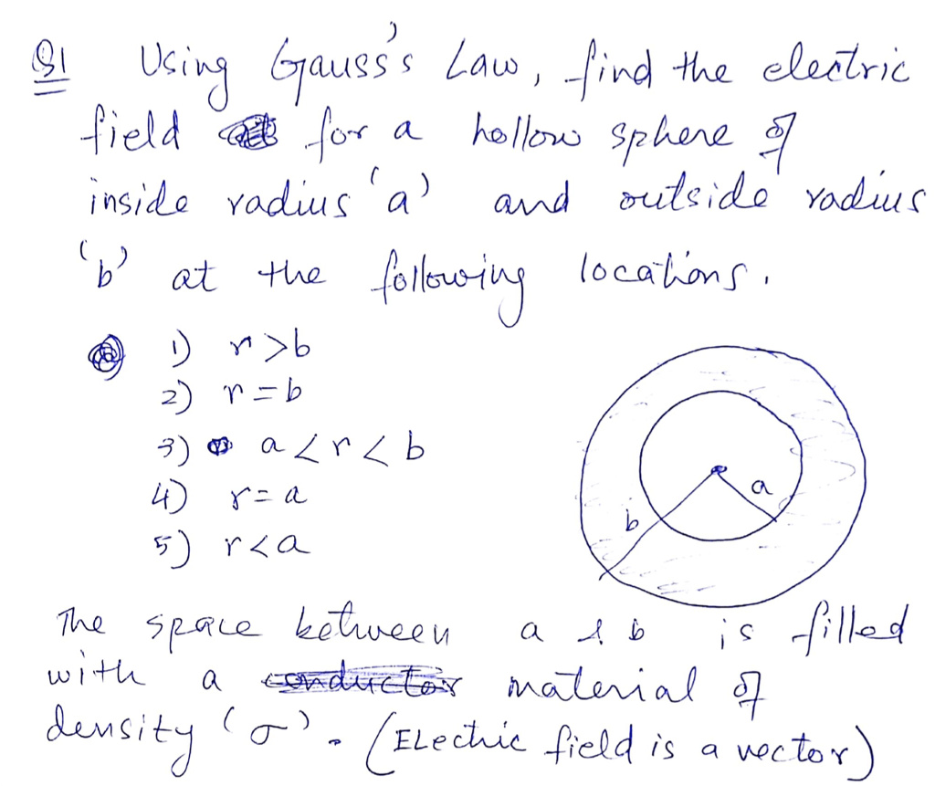 Solved Using Gauss's Law, Find The Electric Field For A H...