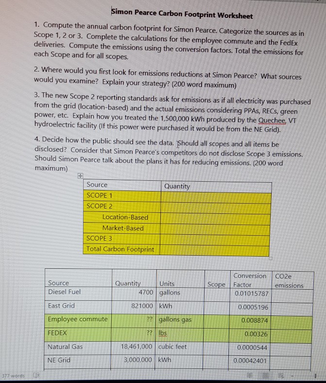 Calculating Carbon Footprint Worksheet Worksheet List