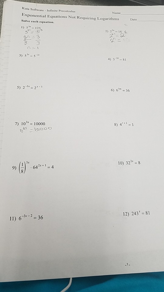 Solved Kuta Software Infinite Precalculus Exponential