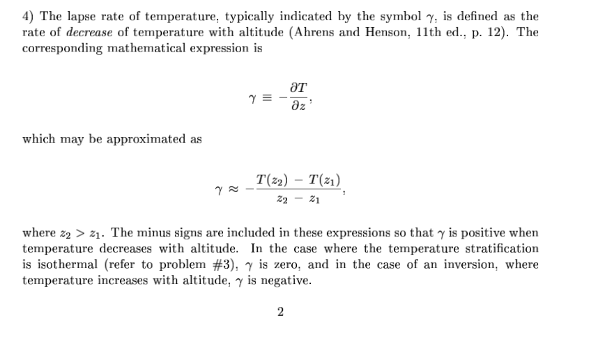 Solved 4) The Lapse Rate Of Temperature, Typically Indica...