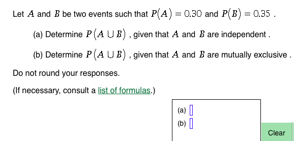 Solved Let A And B Be Two Events Such That P(A) = 0.30 An...