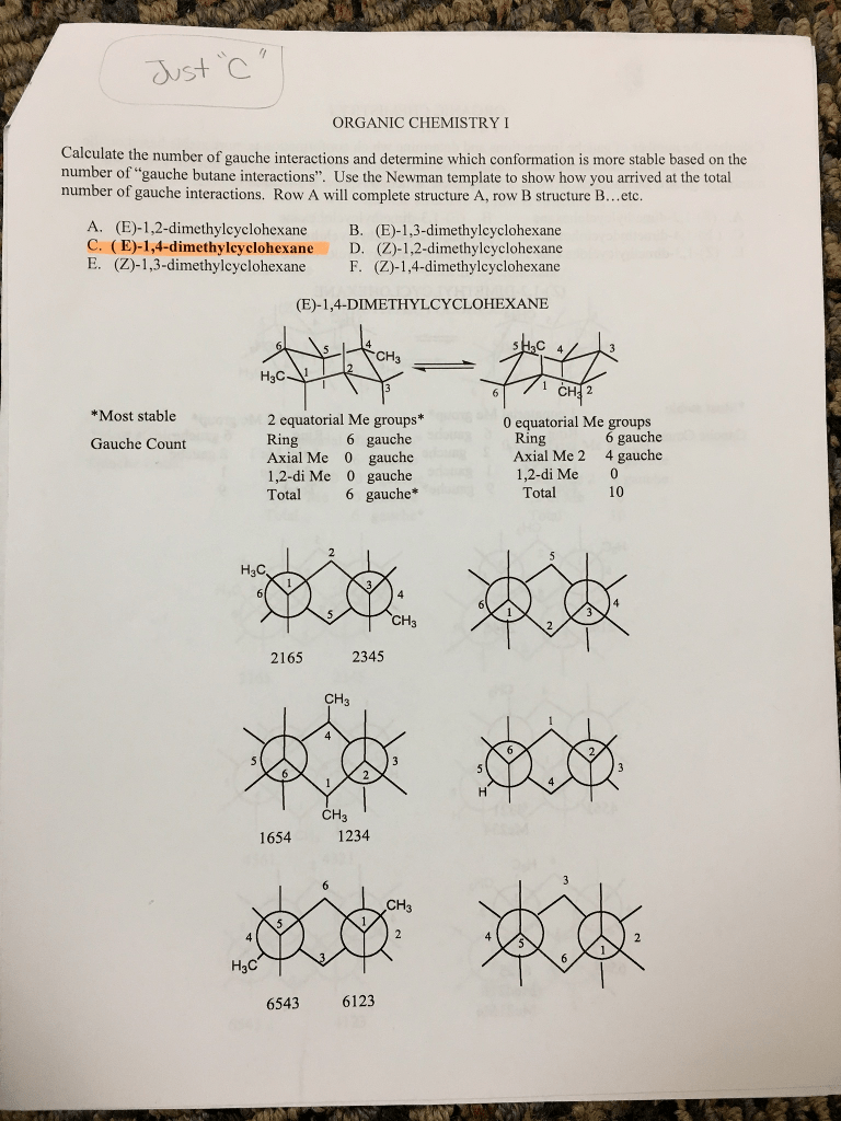 ° Just C ORGANIC CHEMISTRY I Calculate The Number