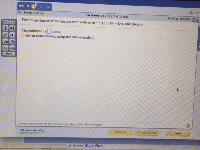 Solved Find The Perimeter Of The Triangle With Vertices A...