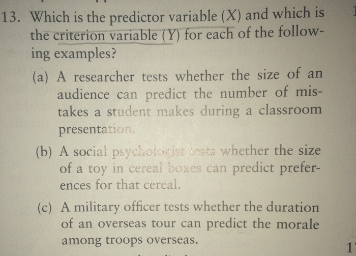 Solved Which Is The Predictor Variable (X) And Which Is T...