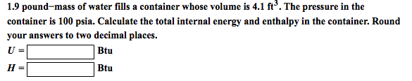 Poundmass Of Water Fills A Container Whose Volume...