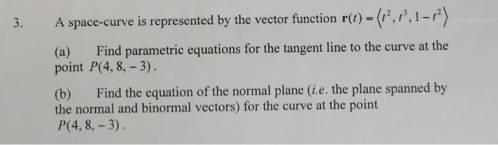 Solved A Spacecurve Is Represented By The Vector Functio...