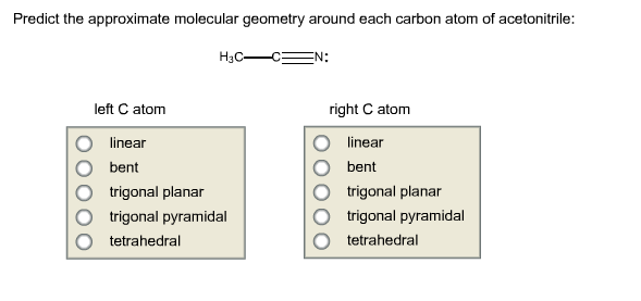 Solved Predict The Approximate Molecular Geometry Around | Chegg.com