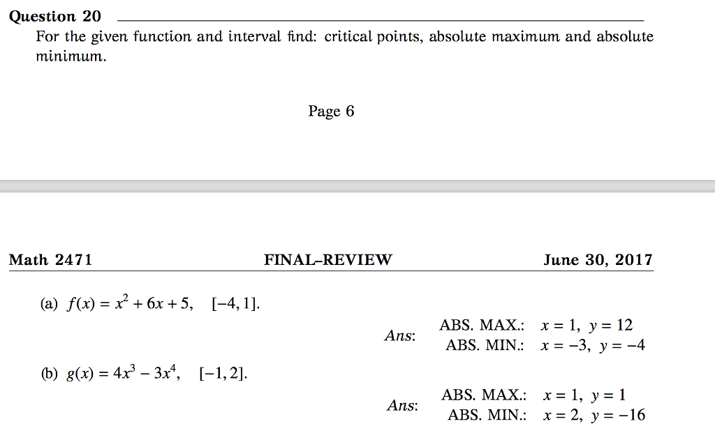 How To Find Max And Min Of A Function On An Interval