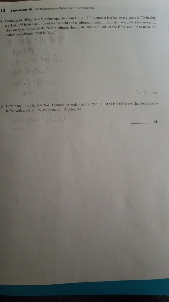 Solved 12 Experiment 25 pH MeasurementsBuffers and Their
