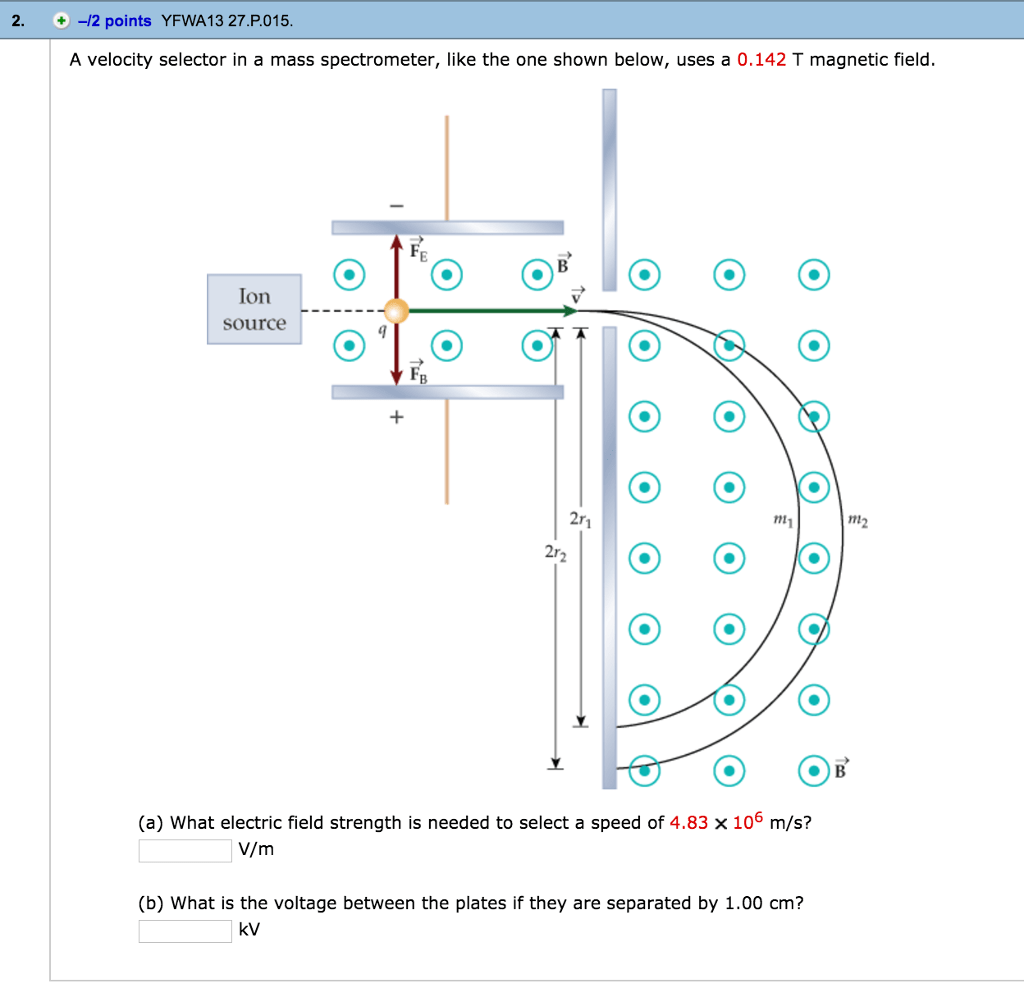 Solved A velocity selector in a mass spectrometer, like the
