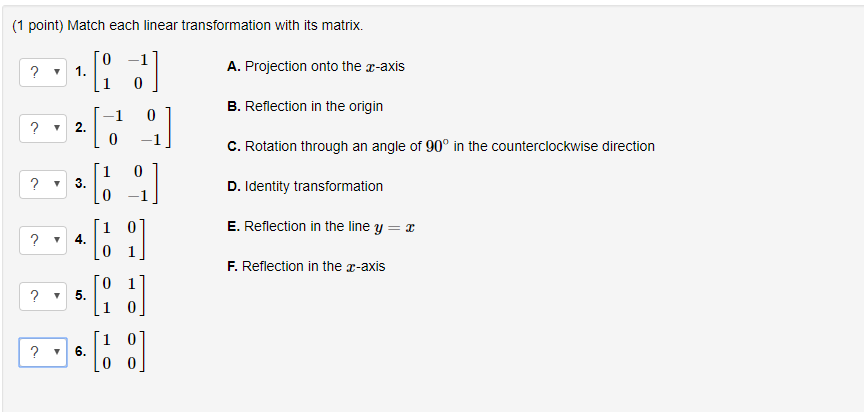 Solved (1 Point) Match Each Linear Transformation With It...