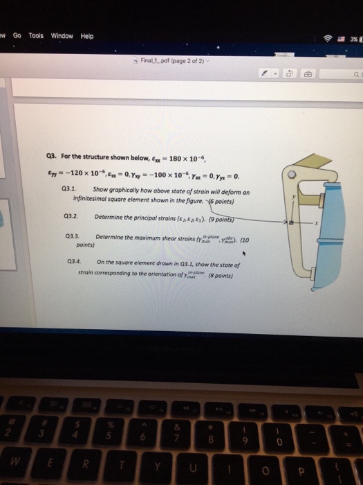 Solved For the structure shown below, epsilon_xx = 180 times