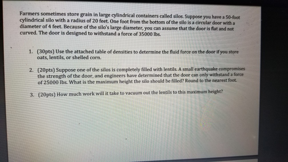 Solved Per Bushel Pounds Per Cubic Foot Grain or Seed