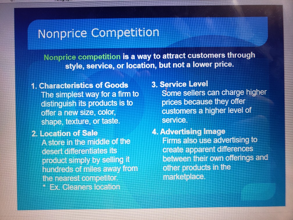 Solved Nonprice Competition Nonprice competition is a way to