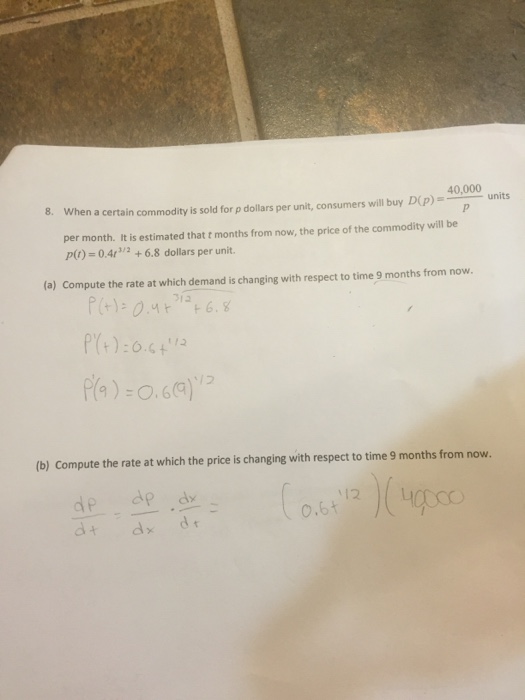 Solved When a certain commodity is sold for p dollars per