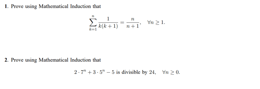 Solved 1. Prove Using Mathematical Induction That Vn 21 K...