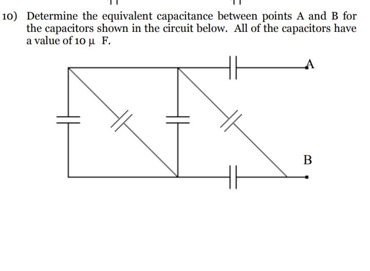 Solved 10) Determine The Equivalent Capacitance Between P...