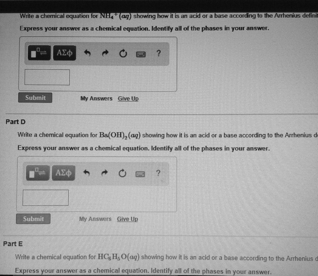 Solved Write A Chemical Equation For NH_4^+ (aq) Showing