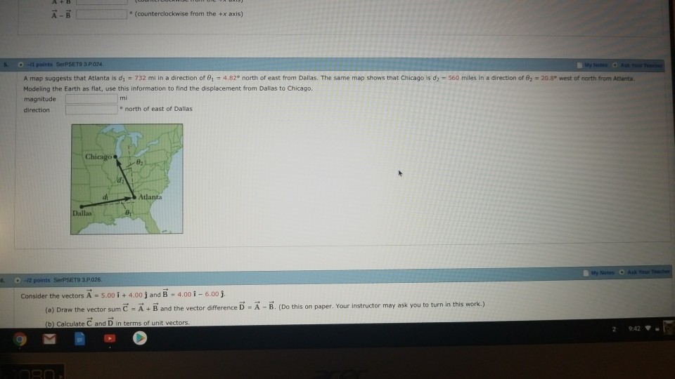 Solved A map suggests that Atlanta is d_1 = 732 mi in a