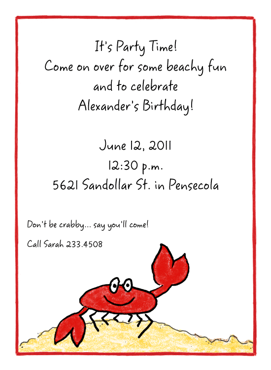 Crab Invitations by Amy Adele
