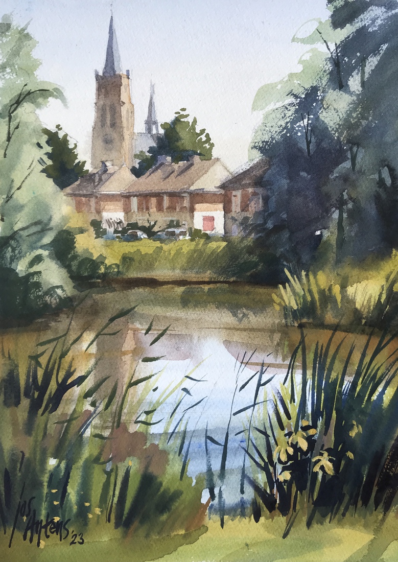 Jos Antens OudGastel in aquarel