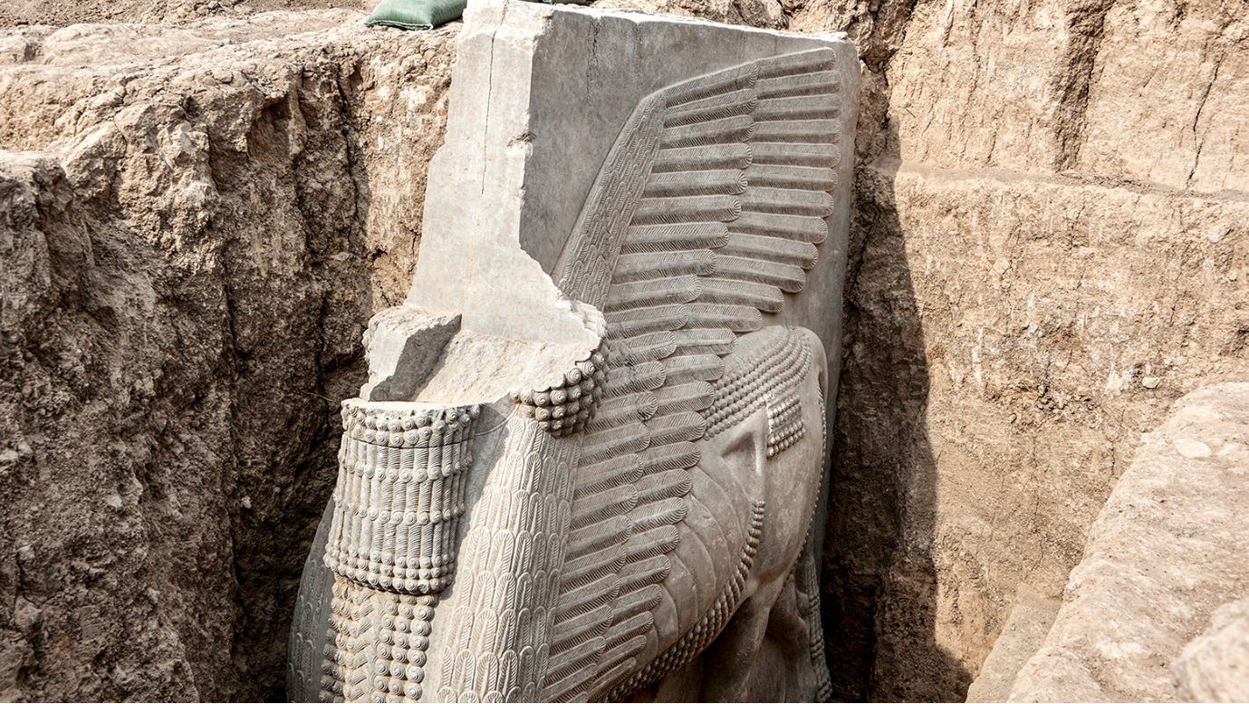 Iraq dig unearths 2,700yearold winged sculpture largely intact