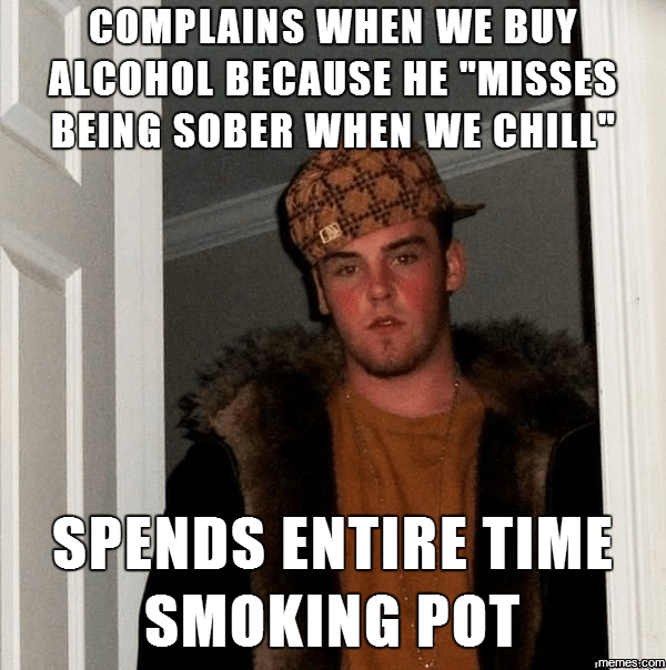 Spends entire time smoking...