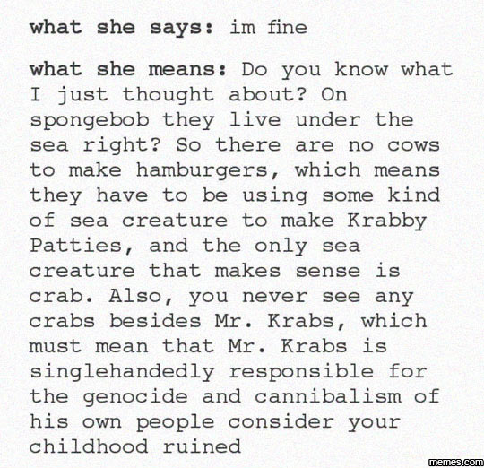 When she says I'm fine