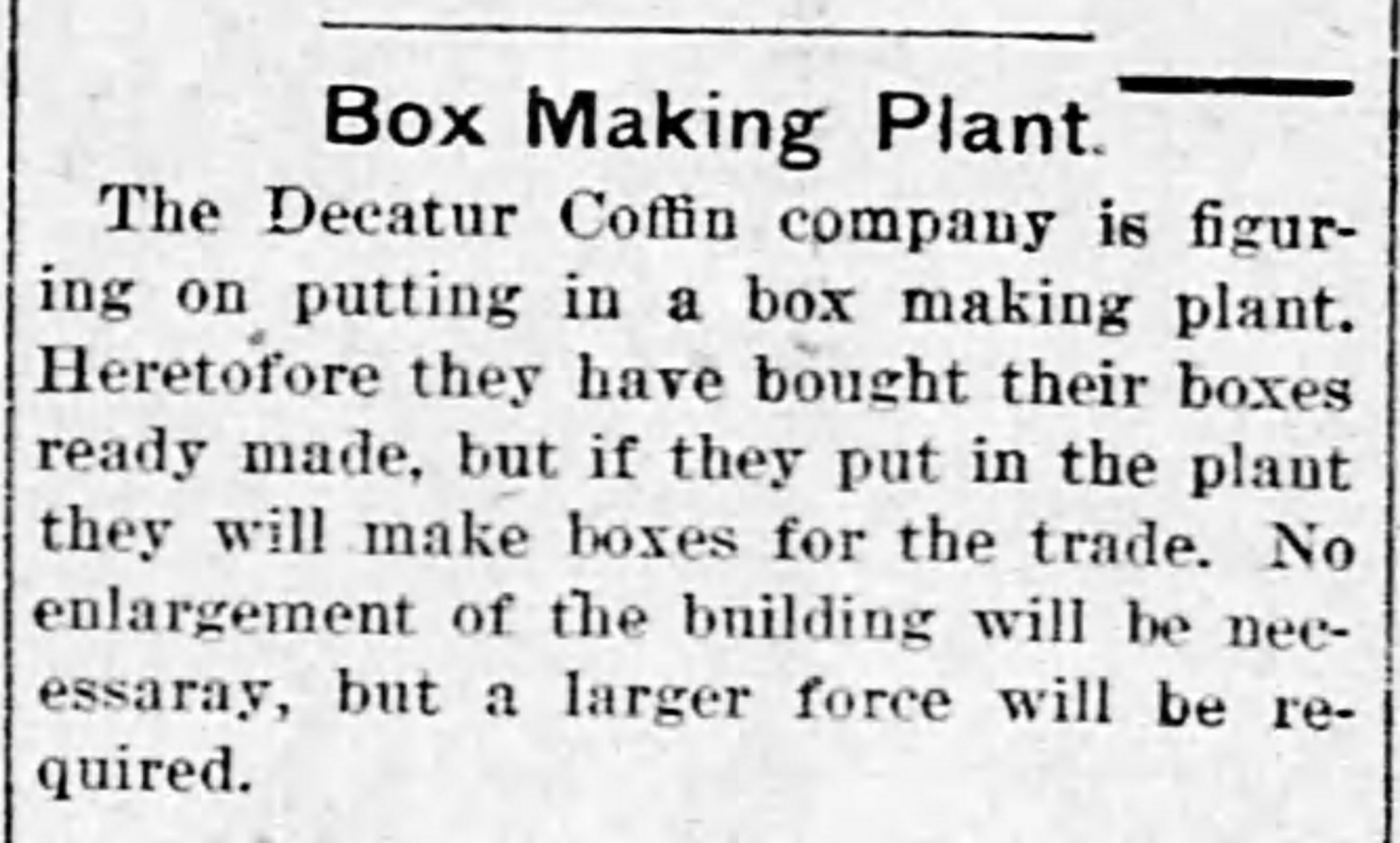 Local History Decatur Coffin Company Decatur, IL Public Library