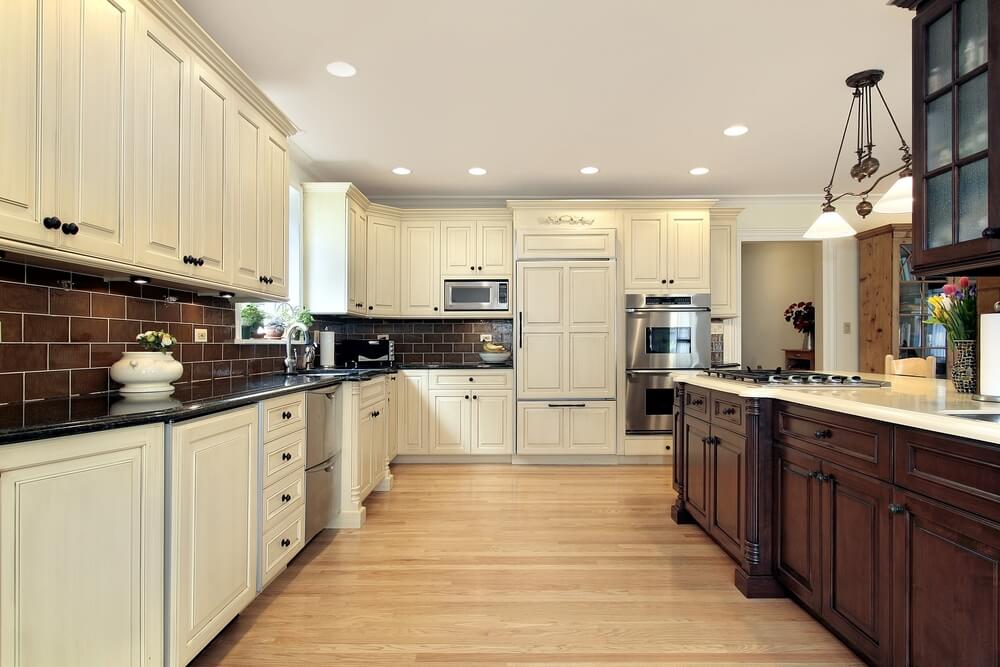 31 "New" Custom White Kitchens with Wood Islands