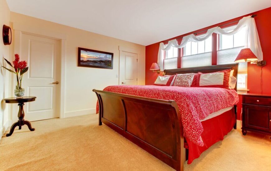 Incredible Red Accent Wall In Bedroom For Small Space