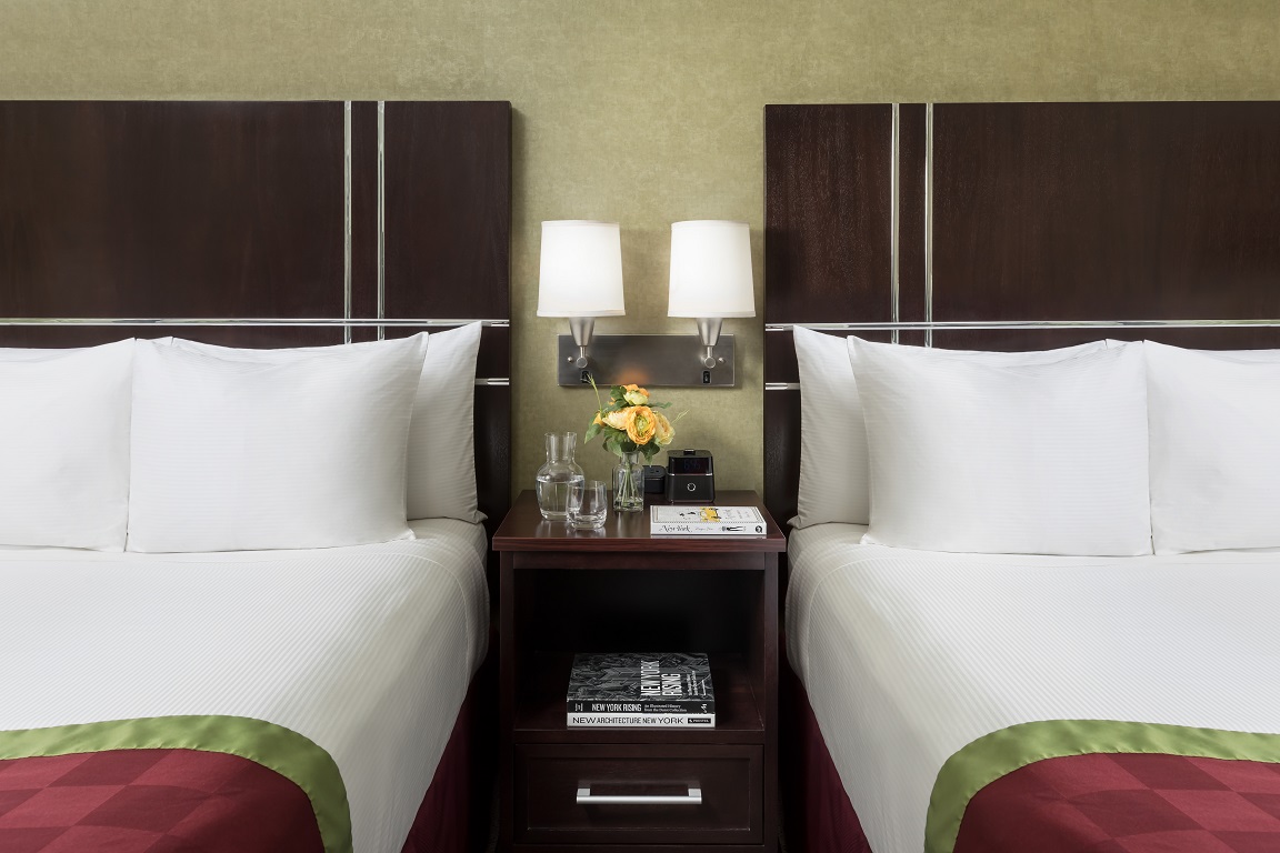 You can also layer them without folding. deluxe 2 queen the hotel times square