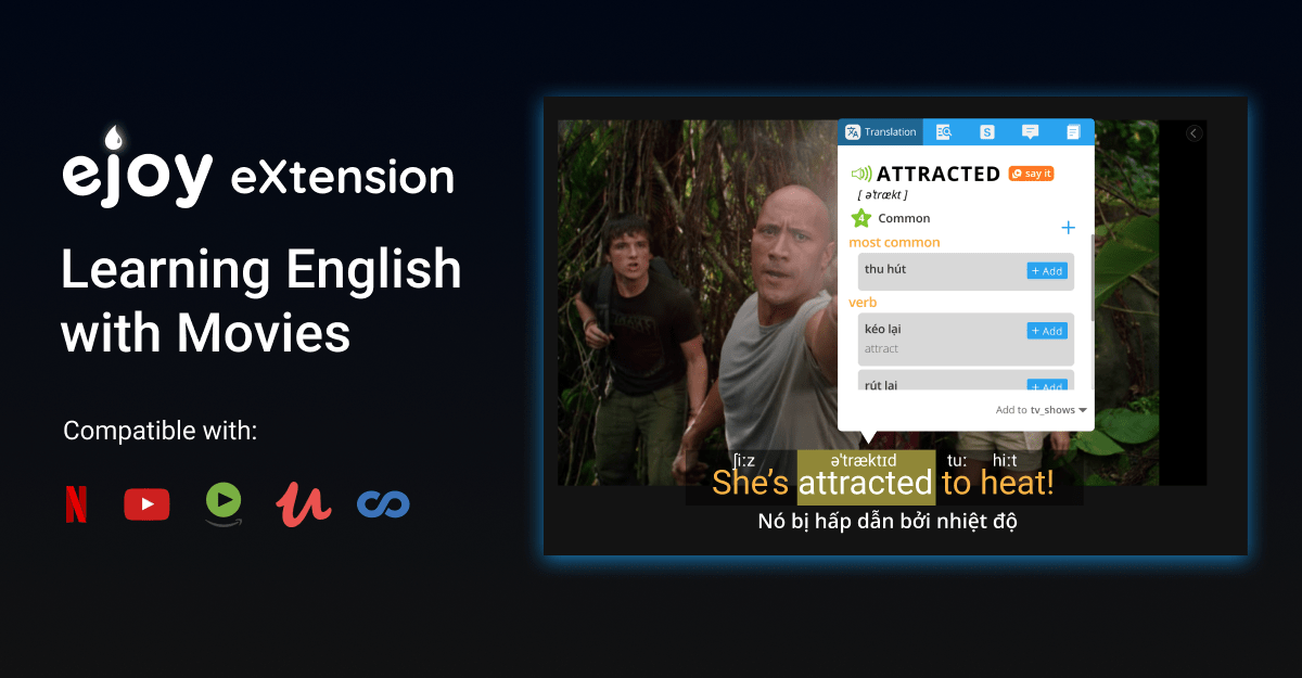 eJOY English extension MustHave Tool for Learning English with Movies