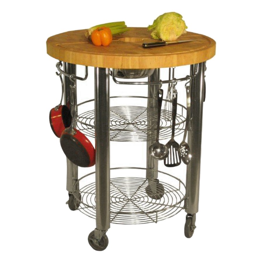 30 in. Round Kitchen Cart 2 in. Butcher... Butcher Block Co.