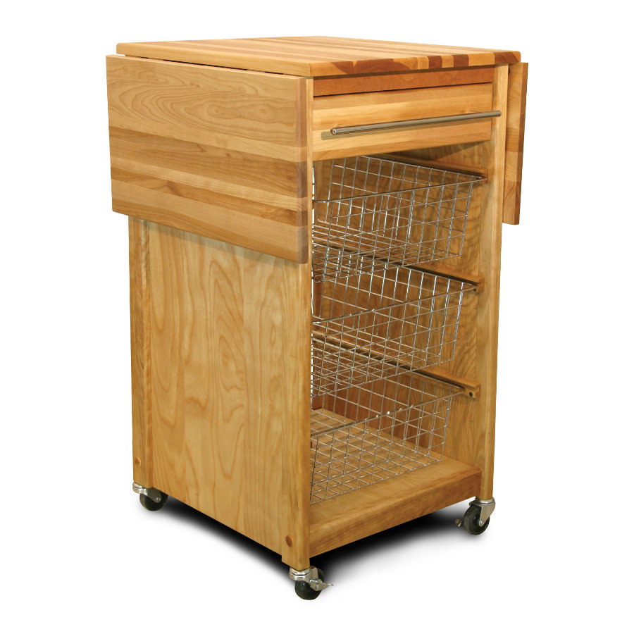 Contemporary Kitchen Cart with Sliding Baskets Butcher Block Co.