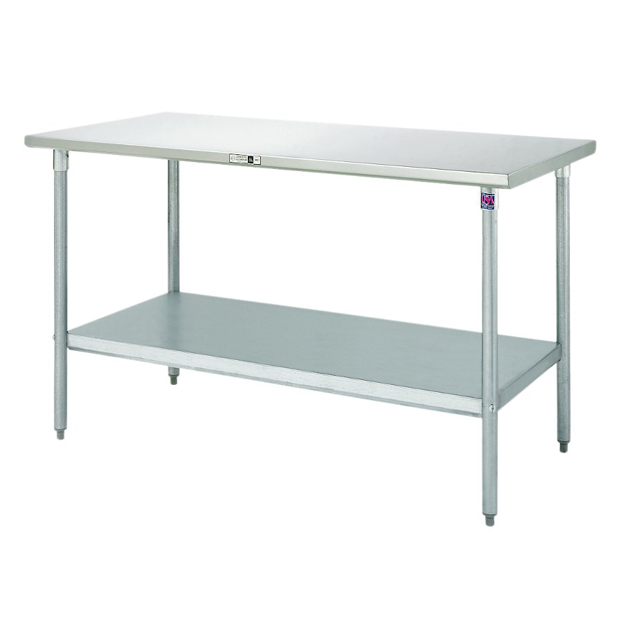 Stainless SteelTop Table Galvanized Base, Shelf Butcher Block Co.