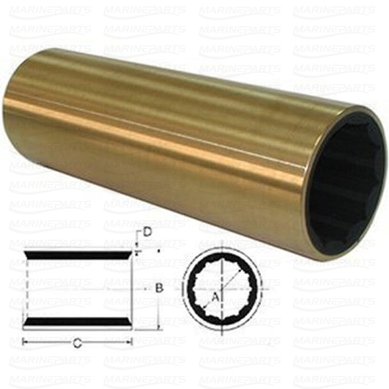 Rubber Bearing/Cutless Bearing 65mm x 33/8" x 101/2", marineparts.eu