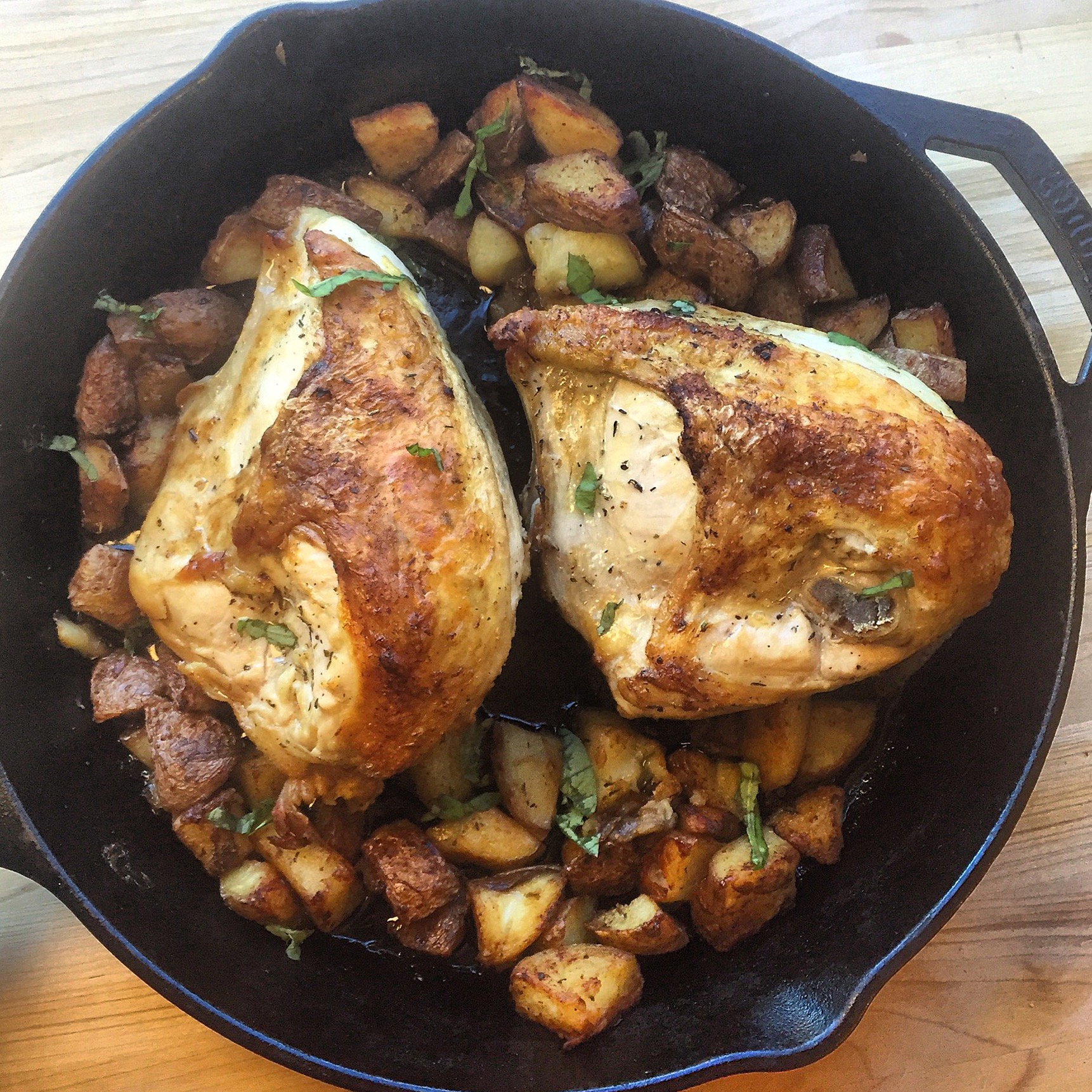 Skillet Roasted Chicken Breasts with Crispy Red Potatoes Chelsea Cauley