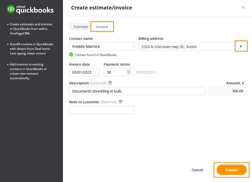 QuickBooks OnePageCRM Help Center